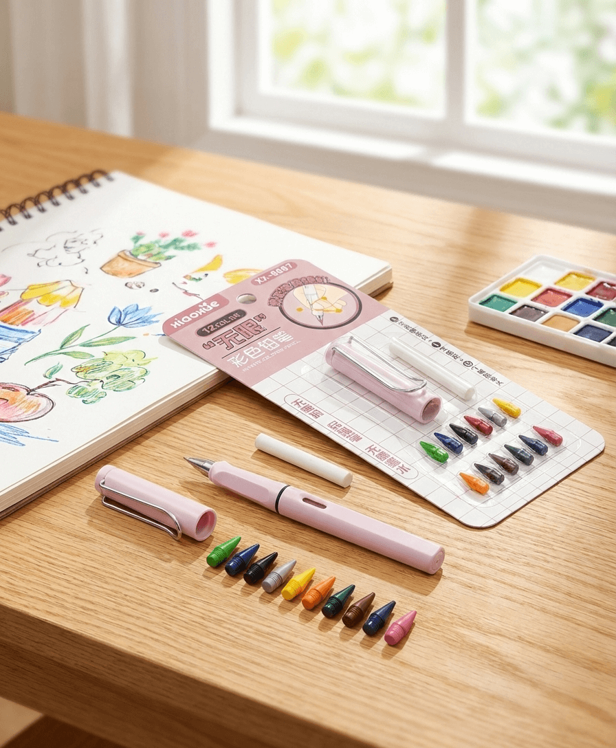 Gemini_Generated_Image_93x8mr93x8mr93x8 The "Infinite Palette" 12-Color Inkless Pencil Set β Never Sharpen Again! - Image 1